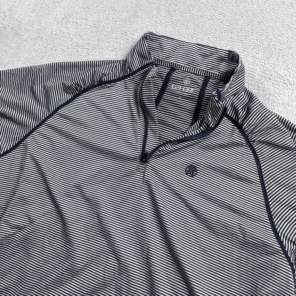 G/FORE Navy and White Striped Quarter-Zip Pullover